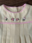 Vintage Handmade Embroidered Flower Woven Dress Toddler 2t Girls 1980s Piping