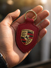 Genuine Porsche Leather Crest Key Ring  Red 2026 Design