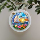 Sailboat Wood Sign 4 8 Inch Round     Small Wall Or Window Decor Ornament