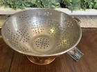 Vintage Old Dutch Copper Pedestal Colander Strainer Brass Handles Holland
