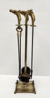 Vintage Equestrian Horse Head 5-piece Brass Fireplace Tool Set Midcentury Modern