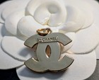 Chanel Cc Pearl Pink Gold Enamel Gold Button 20mm Stamped Metal Repusposed