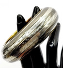 Brutalist Industrial Style Triple Tone Metal Wide Chunky Vintage 1980s Bracelet