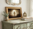Vintage Gold Framed Jesus Canvas Wall Art  Jesus Leaves The Tomb Wall Decor     