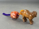 Tiger Netsuke Wood Antique Edo Style Carving With Coral Ojime Beads Japan Rare