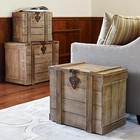 White Washed Rustic Decorative Wooden Trunk  Medium