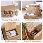 14in Wicker Storage Baskets With Lids  Set Of 3 Natural Water Hyacinth