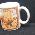 Vintage Enesco Coffee Mug Irish Setter Dog Hunting John Grossman Cigar Label Art