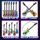 Inflatable Guitars -  pack Of 6  36-inch Colorful Blow Up Guitar With Strap     