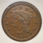 1856 Braided Hair Large Cent Ngc Au-55 Higher Grade Nice Surfaces Type Coin