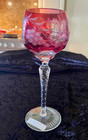 Hutschenreuther Crystal Cranberry Cut To Clear Grapes Stemmed Wine Glass 8 1 2    