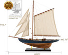 Wooden Sailboat Decor Antique Finish Navy Ship Model Nautical Table Display