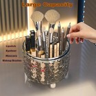 360 Rotating Makeup Brush Holder With Lid Dustproof Spinning Brush Grey