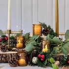  Vintage Glass Tea Light Candle Holders - Votive Holders For Set Of 4 Amber