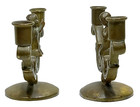 Antique Brass Bronze Miniature Praying Kneeling Angel Candle Holders Religious