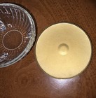 Vintage Art Deco Glass Footed Powder Box W  Lid Vanity Bath Dresser