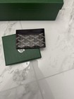 Goyard Logo Pattern Leather Card Case Holder Wallet - Black Gray White