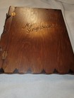 Vintage Handmade Wooden Scrapbook photo Album 12x10 W Leather Straps 1940s  read