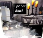 Halloween Black Creepy Cloths Window  Mantel   Table Cover Spider Cobwebs Set