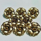 10 Gold And White Chanel Buttons Cc Logo Metal 23mm Vintage  lg002 