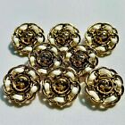 10 Gold And White Chanel Buttons Cc Logo Metal 23mm Vintage