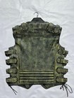 Men   s Vintage Distressed Brown Leather Motorcycle Vest Heavy Buckle Cowhide