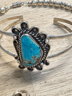 Vintage Navajo Turquoise Jewelry Set Necklace Ring   Cuff Bracelet - Sterling