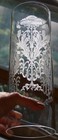 Set 2 Tiffin Franciscan Crystal Hurricane Lampshades Flanders Clear Etch Poppies