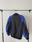 Racing Bomber Jacket Black Blue With Logo Embroidered Button Accents