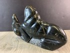 Inuit Soapstone Sculpture Walrus   Pup Dark Stone Carving Signed Jobie Iqaluk