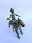 South Indian Bronze Statue God Shiva Riding On Horse Bhairava  Antique Vintage
