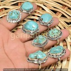 Bulk    Turquoise Gemstone Wholesale Lots 925 Sterling Silver Plated Rings
