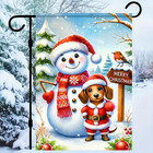 Christmas Dachshund Dog Garden Flag 12x18 Inch Polyester   Double Sided Polyeste