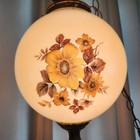 Vintage Hanging Swag Lamp Floral Milk Glass Globe Amber Prism Hollywood Regency