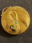 Vintage Lp Revlon Gold Toned Koi Fish Solid Perfume Compact  Scent    Intimate   