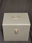 Vintage Steel Office File Box - Industrial Gray Metal Document Storage
