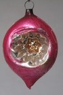 Antique Vintage Glass Double Indent Star Embossed Drop Christmas Ornament German