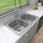 Sinber 33  Drop In Double Bowl Kitchen Sink With 304 Stainless Steel Mt3322de
