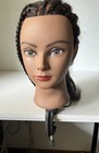 Long  Brown Hair Mannequin Head Hairdresser Training Cosmetology Clamp
