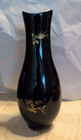 Vintage Hollohaza Hungary Cobalt Blue Porcelain Vase Gold Floral Trim 7  1934