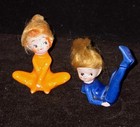 Pixie Elf Sprite 2 Figurines Japan Ceramic National Potteries Mcm Kitsch Vintage