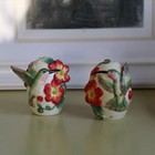Vintage Ceramic Hummingbird Salt   Pepper Shakers Tropical Bird Decor 1950 s