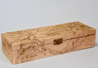 Flemish Art Antique Wood Box Poinsettia Motif Pyrography Signed