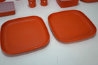Vintage 1970 s Orange Tupperware Set - Plates  Tumblers  Salt  pepper Shakers