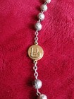 Rosary Beads  Vintage  Silver Pewter Rose Rosary Vatican Italy Pope Blessed 
