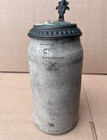 Antique German Stoneware Lidded Beer Stein 9 5  Military Regiment J  Hiedi
