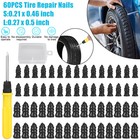 Salior 60pcs Tire Plug Repair Kit With Screwdriver Flat Rubber Nails Car Truck