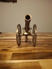 Large Vintage Solid Brass Cannon W brass Wheels 12 Inch Long