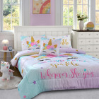 Twin Comforter Set Girls Unicorn Bedding 6 Piece Bed In Bag Pink Rainbow Decorxl