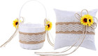 Sunflower Decor Burlap Lace Ring Bearer Pillow And Wedding Flower Girl Basket Se